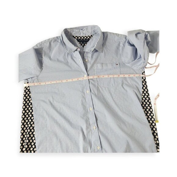 Tommy Hilfiger Striped and Floral Print Collared T-Shirt Dress L Modern Casual - Picture 6 of 9